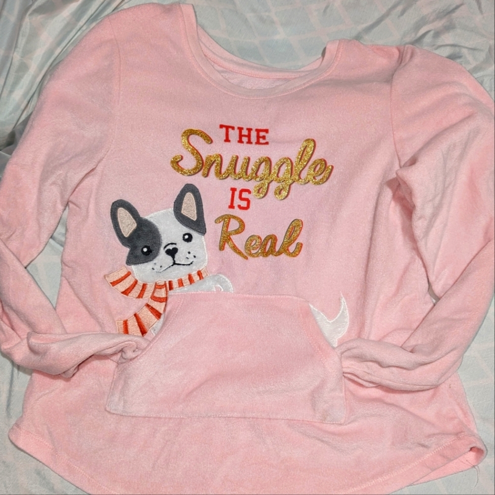 Pink Kids Sweatshirt with Dog Design